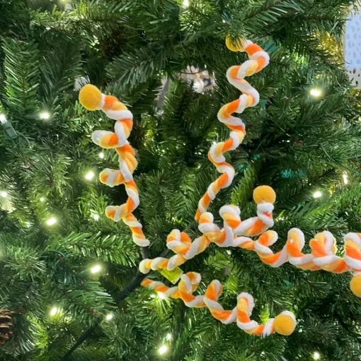Chenille Curly Spray, Yellow and Orange
