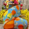 Dupion Watercolor Citrus and Blossoms Ribbon, 4“X 10YD