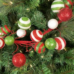 Glitter Ball Garland Red, Lime, and White, 5'