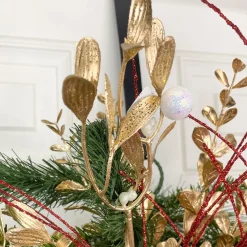 Gold Painted Pearl Mistletoe Spray, 26