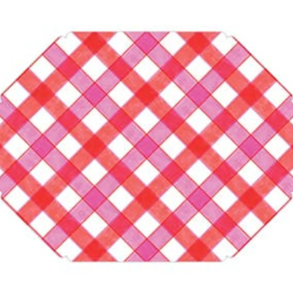 Hot Pink and Red Check Posh Placemat Set