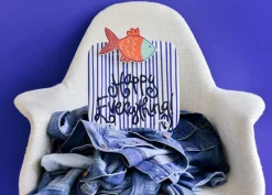 Indigo Skinny Stripe Mini Square Entertaining Platter by Happy Everything!