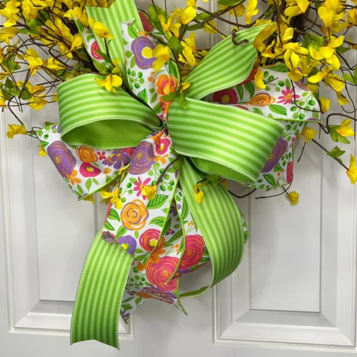 Lime Monochrome Stripes Ribbon, 2.5" X 10YD