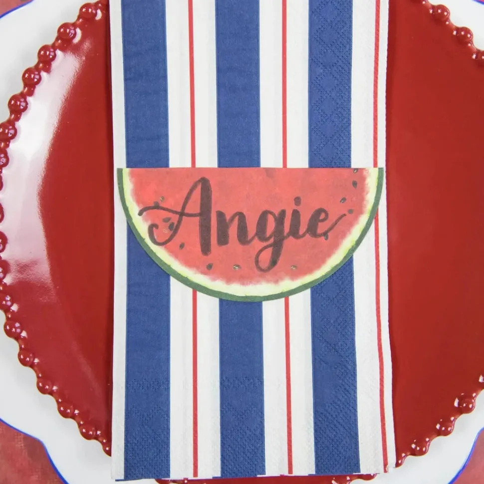 Navy & Red Awning Stripe Guest Napkin Set