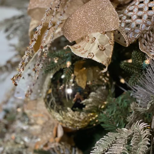 Platinum Shiny Ball Ornament, 4"