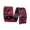 Red and Pink Glitter Hearts on Black Ribbon - 2.5"X10YD