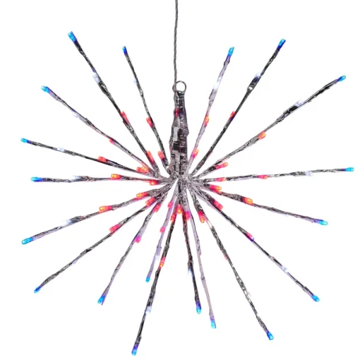 Silver Starburst with Red, White and Blue Lights, 18"