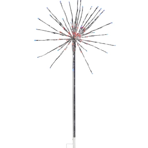 Silver Starburst with Red, White and Blue Lights Stake, 4'