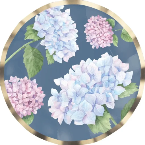 Wavy Salad Plate, Hydrangeas