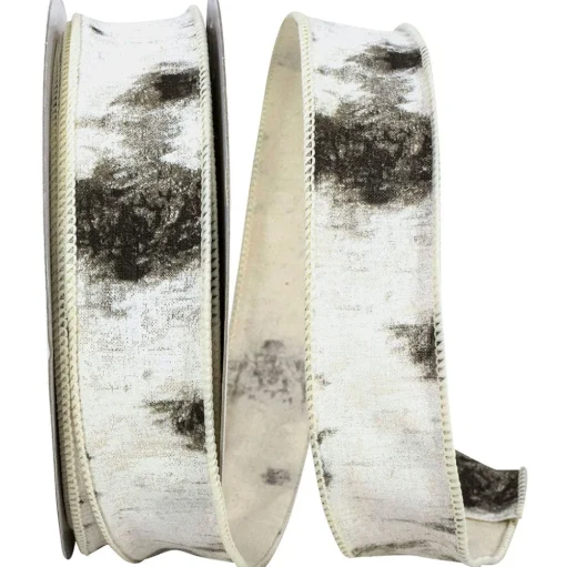 White Birch Trees Bark Forest Ribbon, 1.5" X 10YD